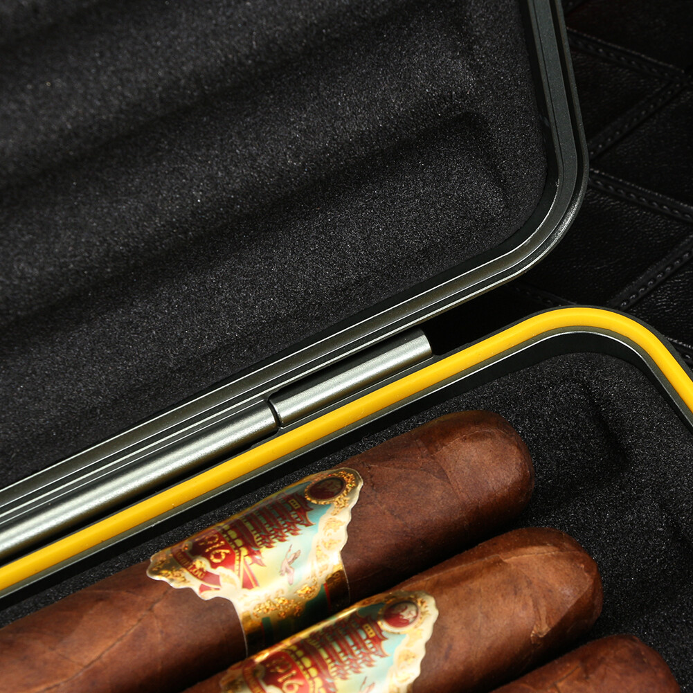 Lubinski Travel Cigar Humidor Case Portable Metal Cigar Holder Box 5 Count Green