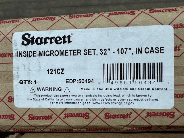 Starrett 121CZ Long Range Tubular Inside Micrometer 32-107" Range, .001