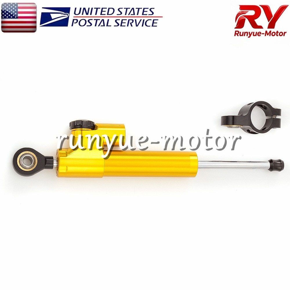 Gold CNC Adjustable Steering Damper Stabilizer Linear Control Universal Aluminum