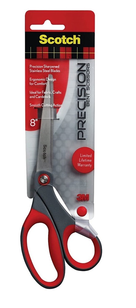 Scotch 8" Precision Bent Scissors, Great for Everyday Cutting Needs (1448B)