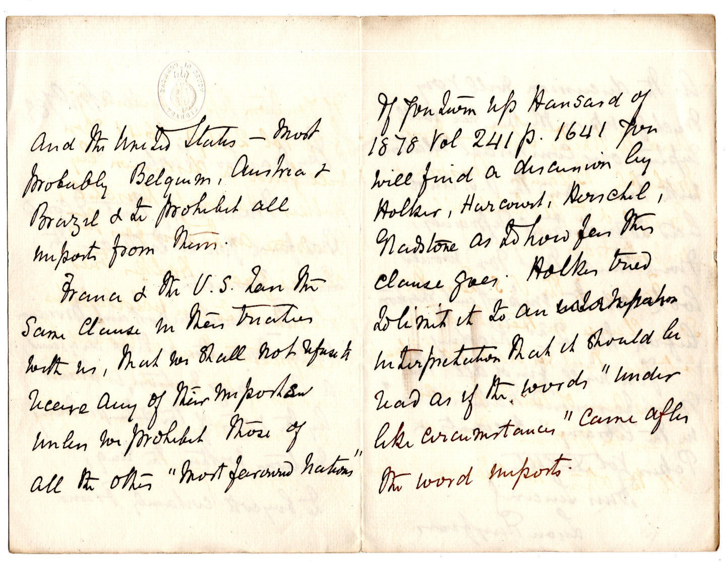 Lyon Playfair Signed Letter 1889 /Autographed Sugar Convention Bill / Scientist