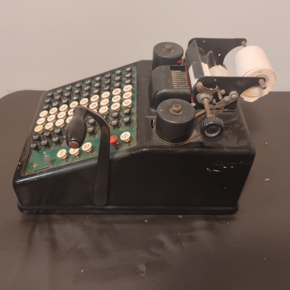 Vtg Burroughs Mechanical Adding Machine W/ Subtract Function. 9-1280608