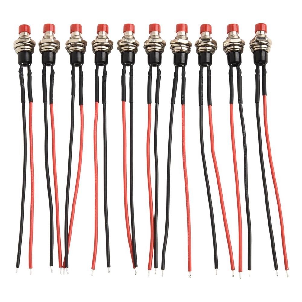 10 Pack Mini Push Button Pre-Wired Momentary N/O OFF-ON Switch  3A10cm Wire