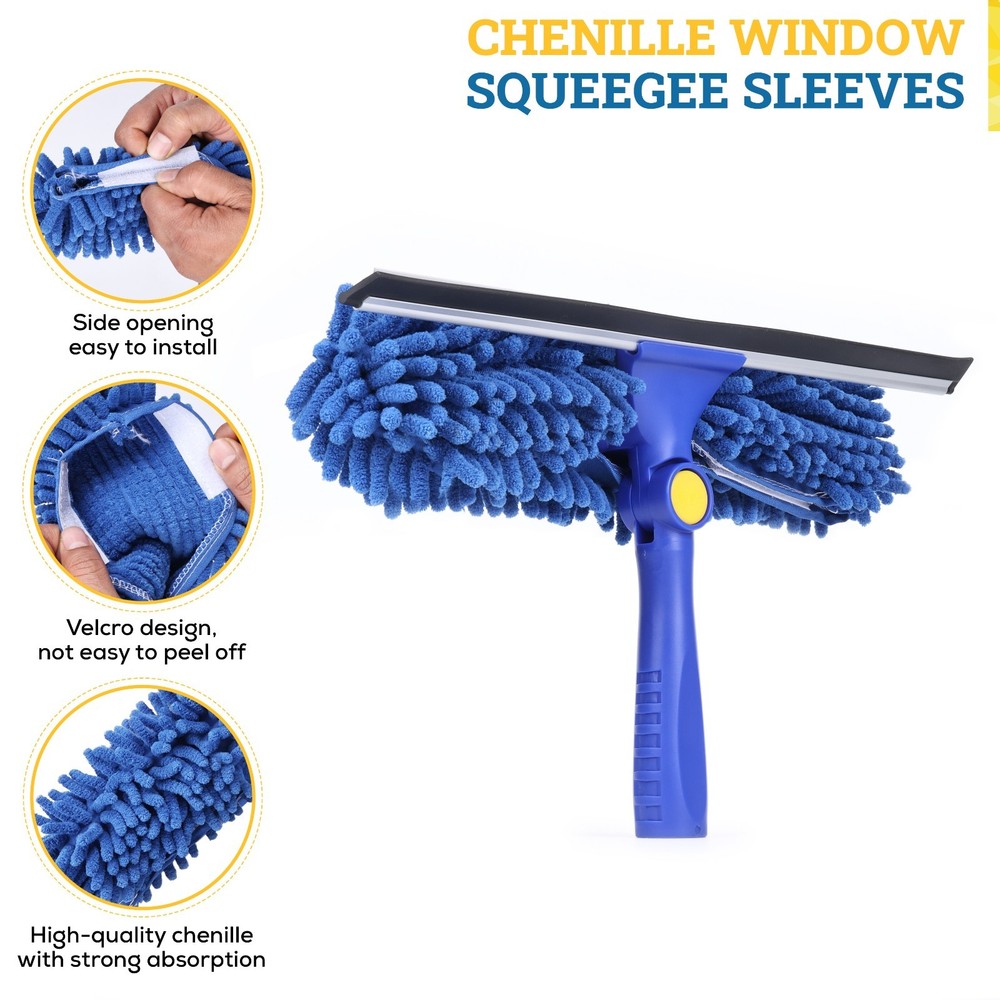 12" Chenille Reusable Washable Window Cleaning Squeegee Sleeves - 5 Pack