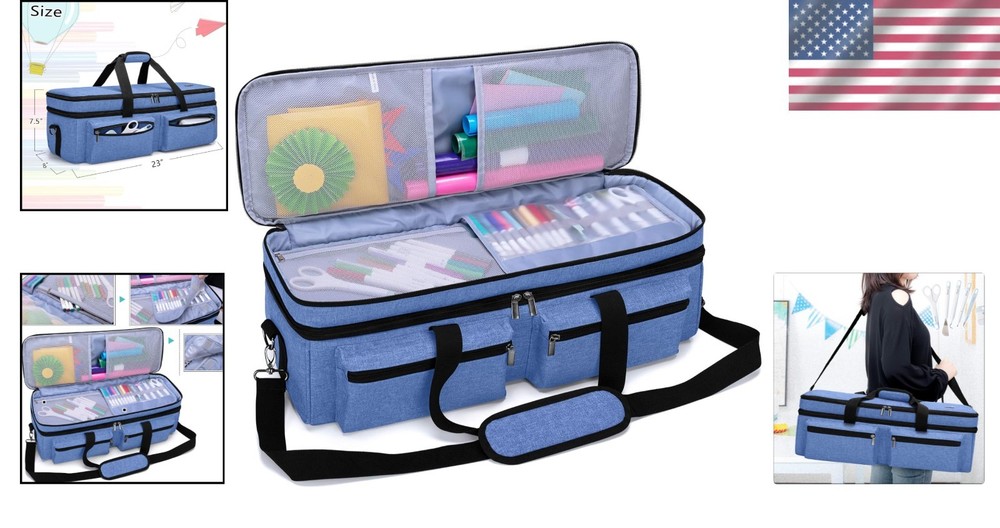 Blue Double-Layer Bag for Cricut Explore & Maker - Portable & Functional
