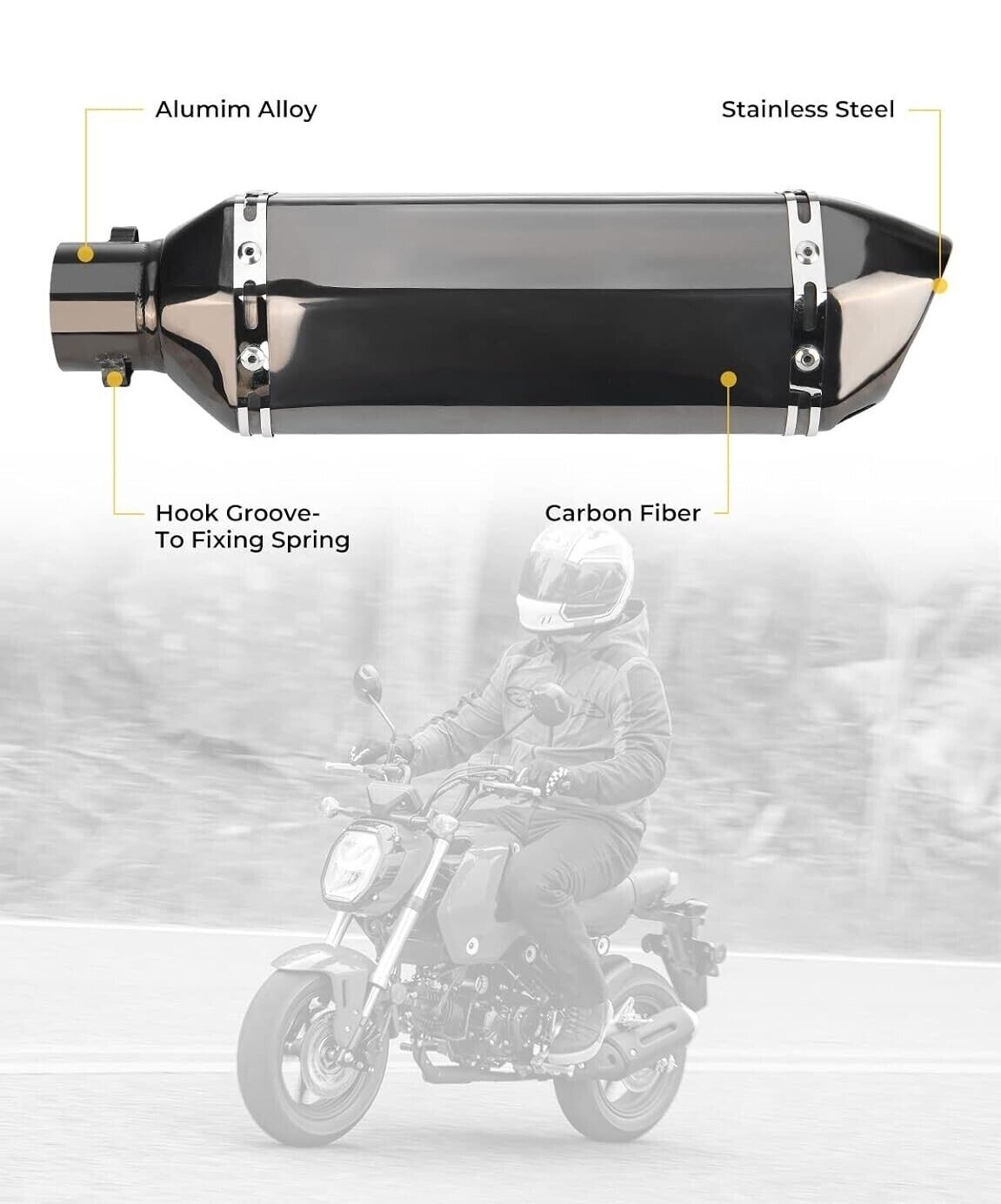 2014-2025 For Honda Grom MSX125 / ABS Full Black Exhaust System Headers Muffler