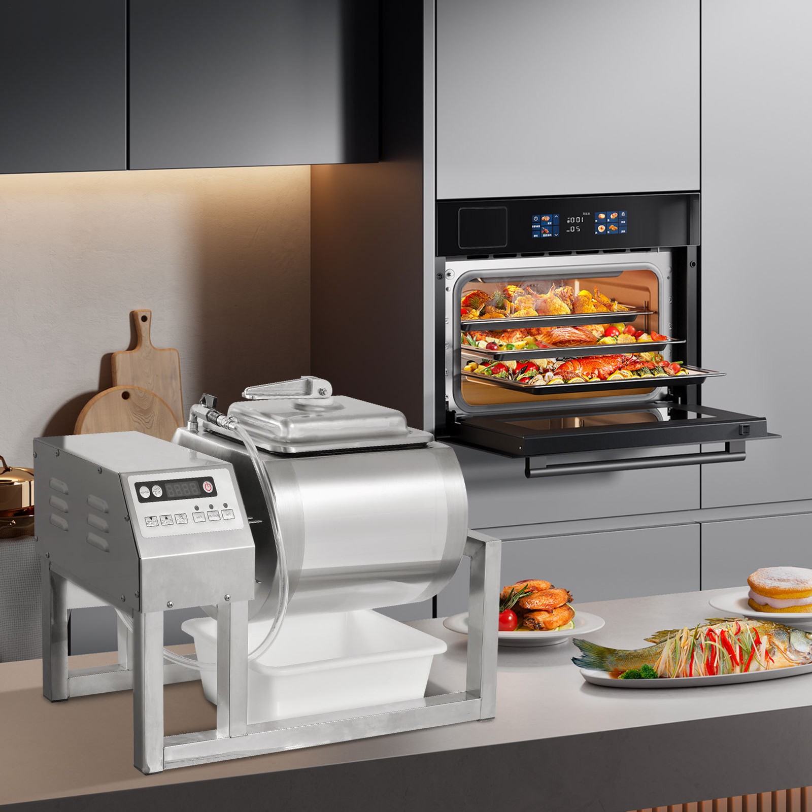 18L Meat Tumbler Marinator Vacuum Pump Curing Rolling Kneading Machine