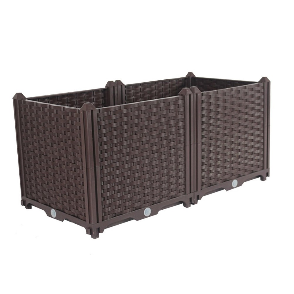 32" X 16" Dark Brown Heavy Duty Plastic Rectangular Self Watering Planter Box