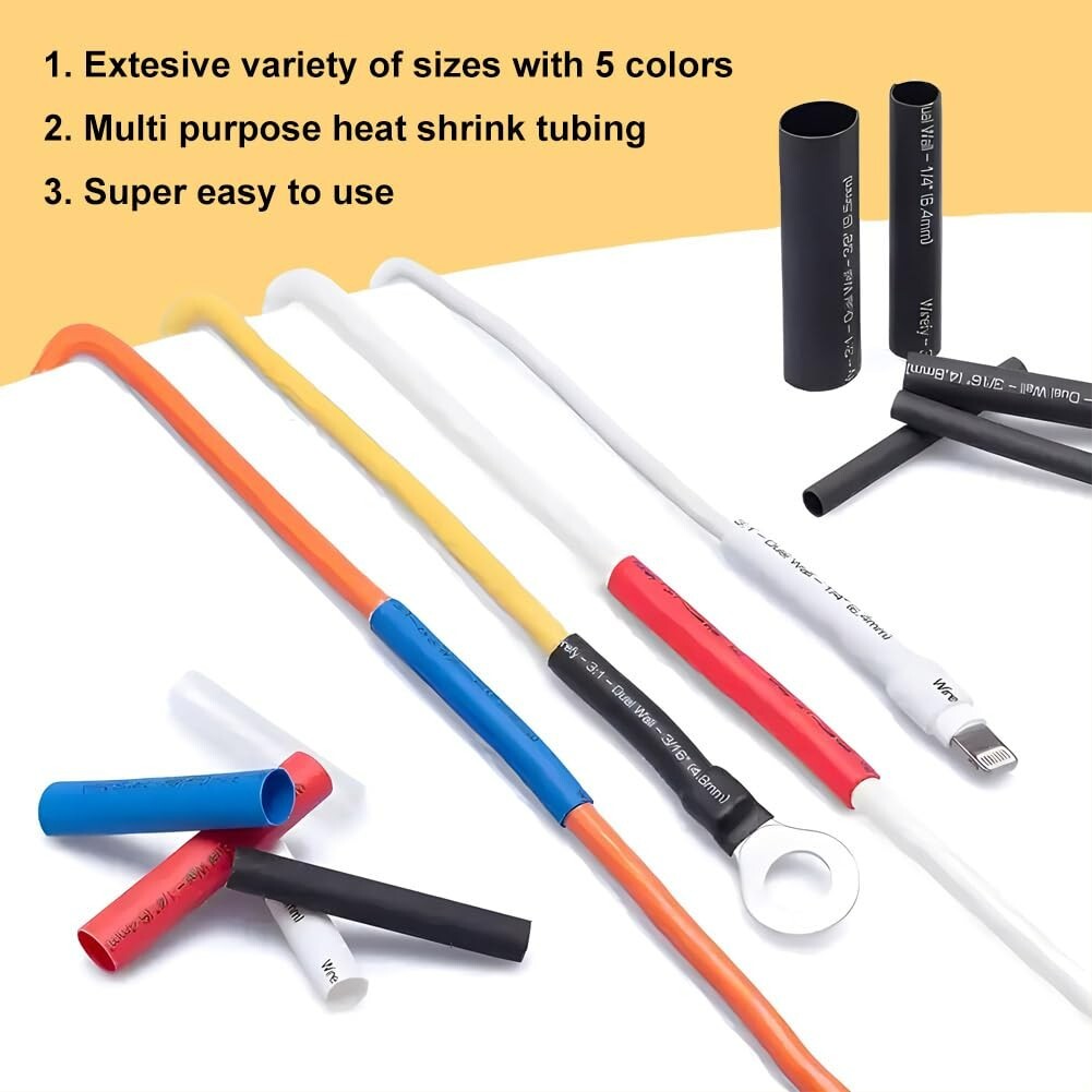 750Pcs Heat Shrink Tubing Kit Wire Shrink Wrap Tubing Shrink Ratio 3:1