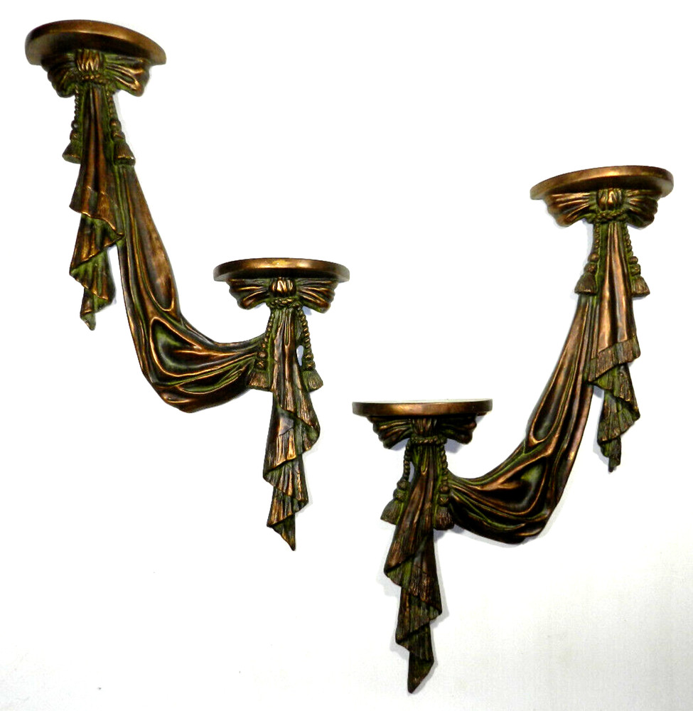 Hollywood Regency Wall Sconce Pair Large