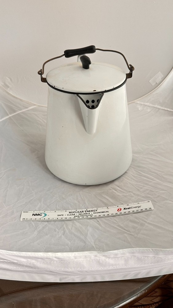 Vintage White Enamelware Coffee Percolator
