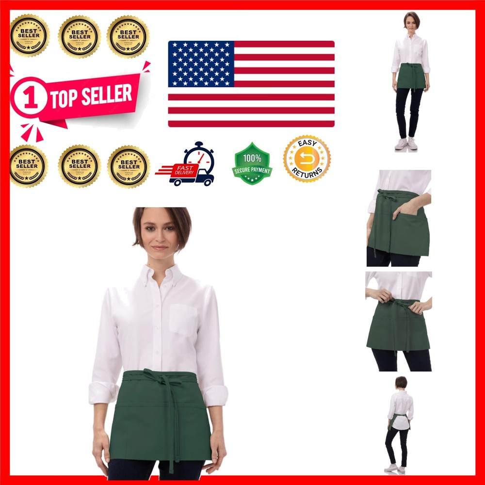 Functional Unisex Waitress Apron - Three Pockets & Tablet Holder for Servers