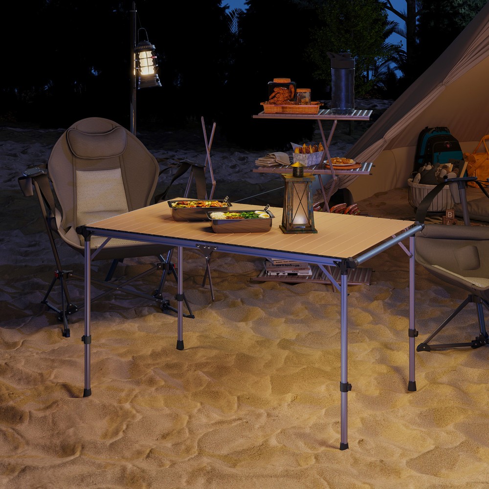 Foldable Table, Adjustable Height Aluminum Table for Picnic