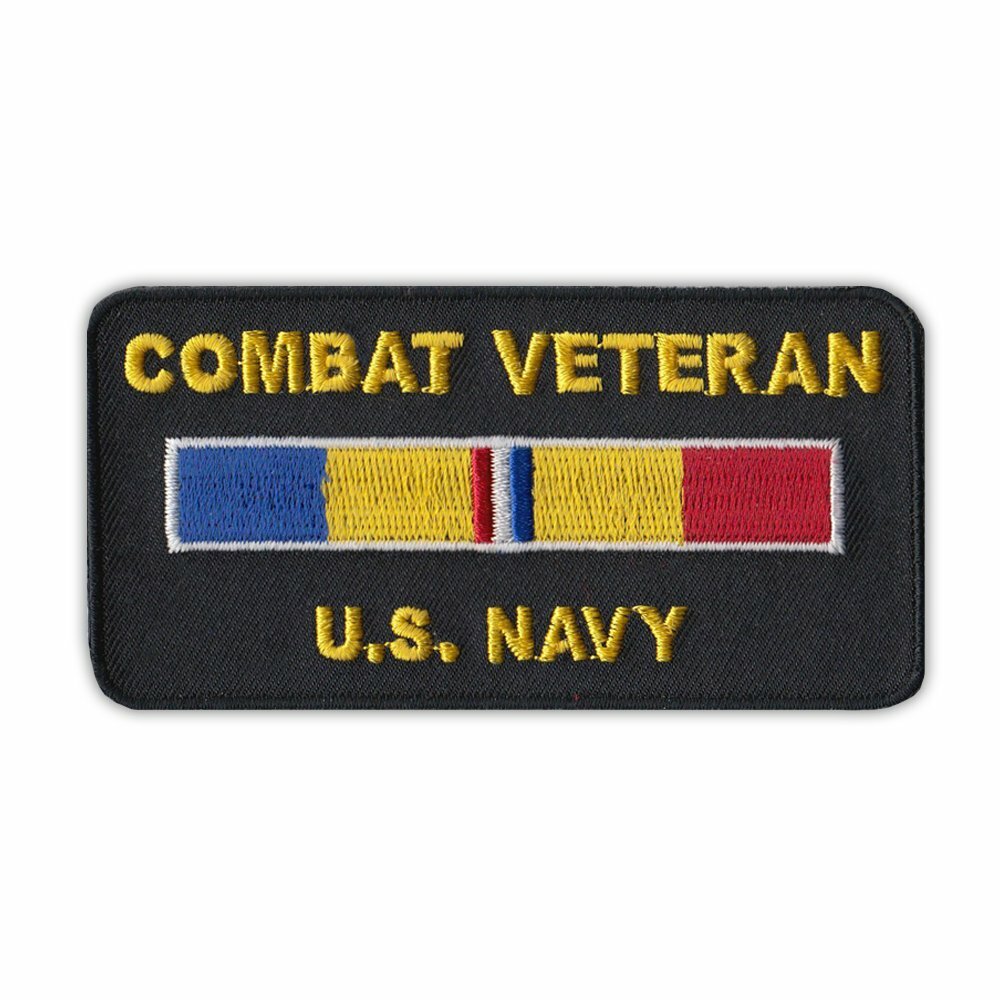 Patch, Embroidered, Combat Veteran U.S. Navy, 4" x 2"