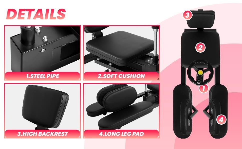 0-240° Adjustable Leg Stretch Machine w/ 360°Hand Wheel Training Machine