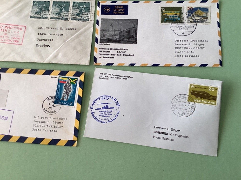 Airmail flight cover mixed world 9 items Ref A1477