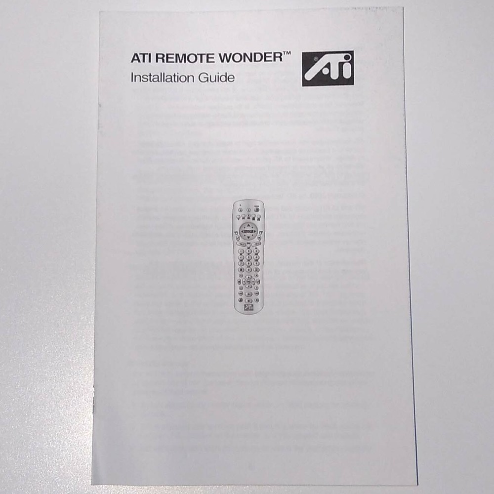 ATI Remote Wonder Installation Guide Only