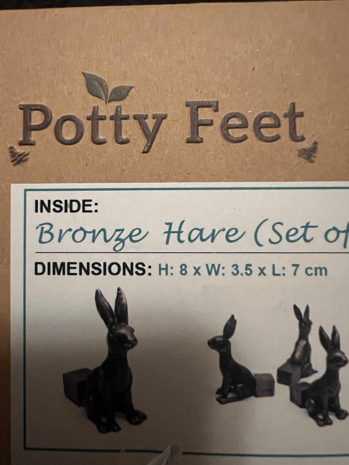 Potty Feet Hares Figures Planter Riser Handmade Yard Art Ornaments 3pcs New