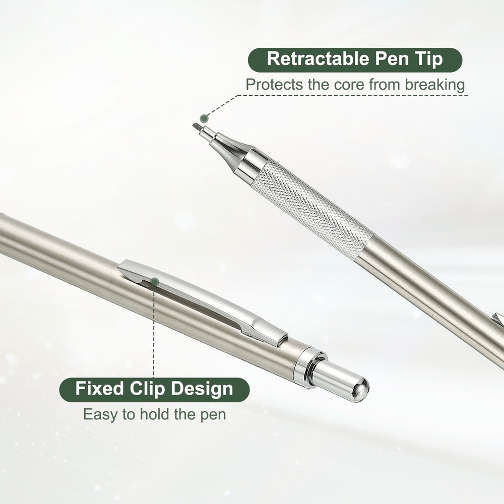 2Pcs Mechanical Pencil 1.3mm for Drawing, Silver