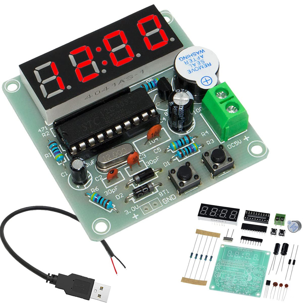 4 Bits Digital Electronic Clock DIY Kit PCB Soldering Practice for Curriculum