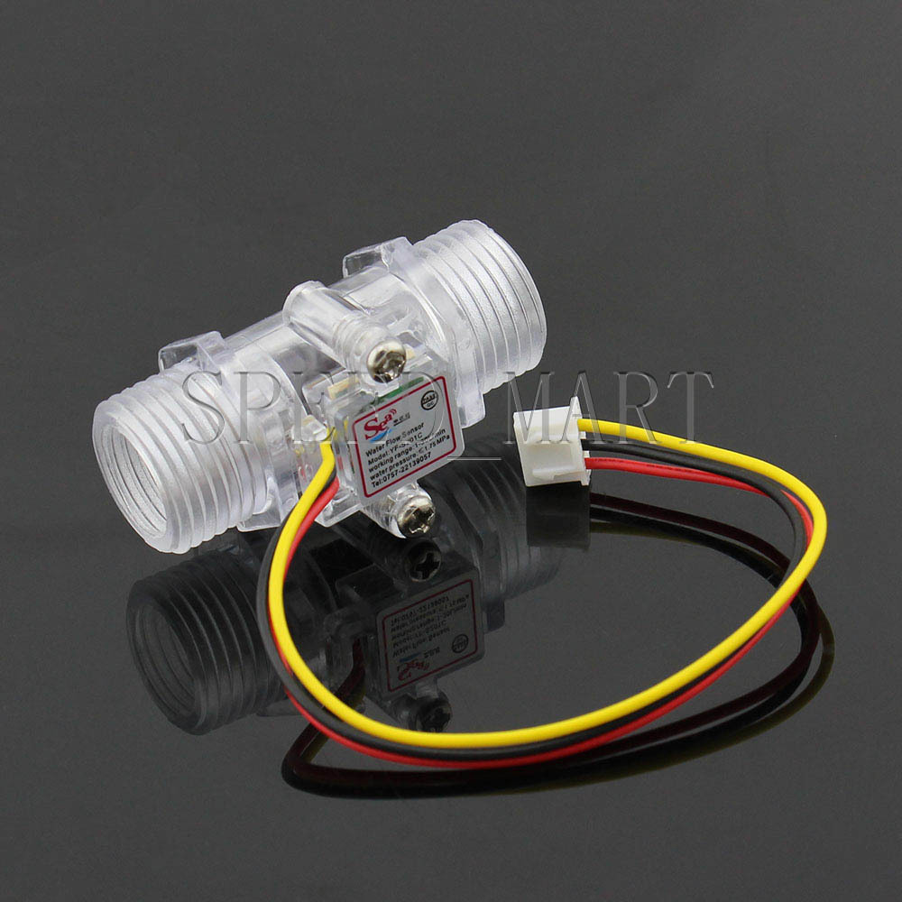 Water Flow Control Switch Hall Effect Sensor Flowmeter Counter 1-30L/min 1.75Mpa