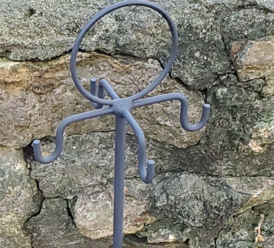 Fireplace Implement Hanger/Post, Firepit, Stone Base Design-Made by Blacksmith