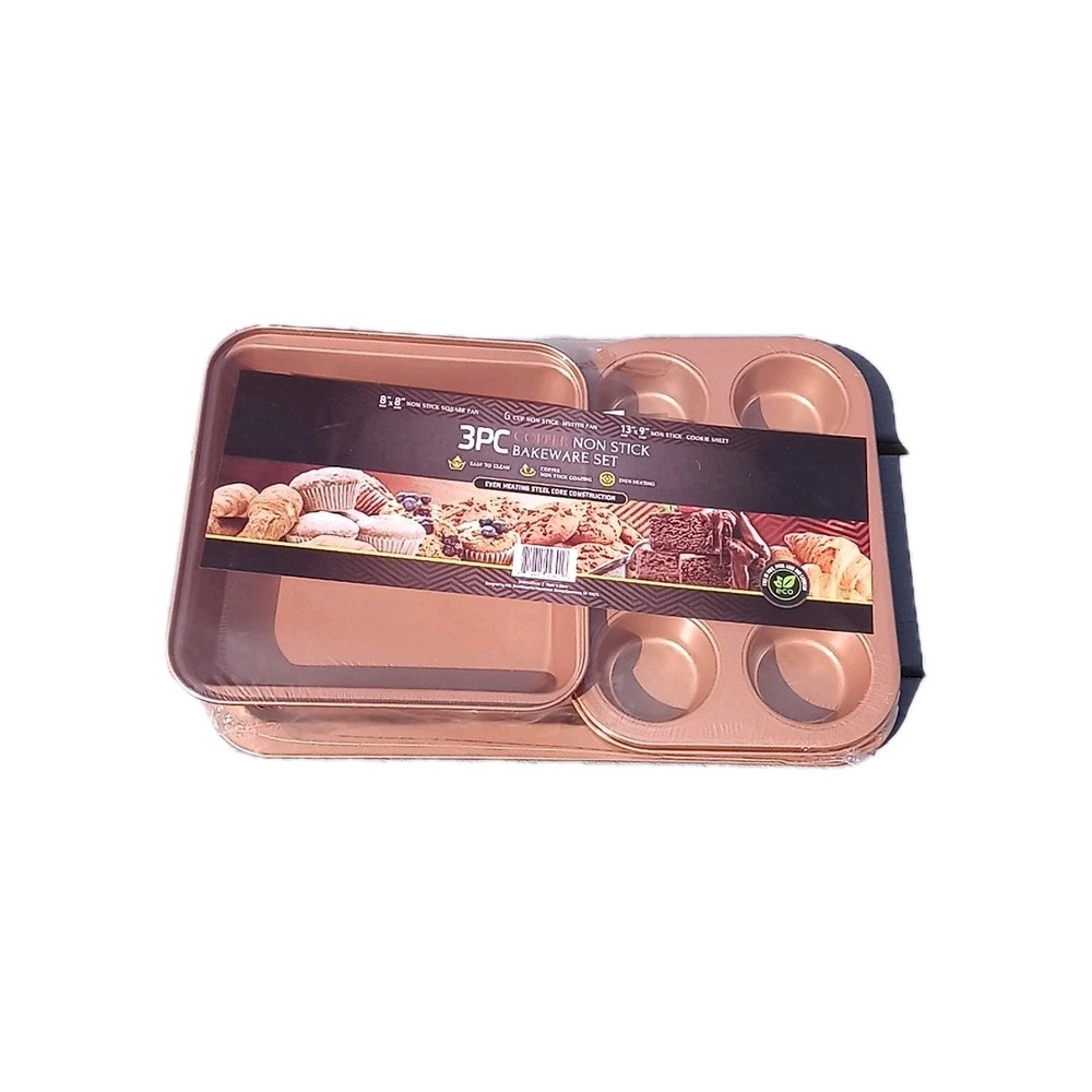 "Brand New" 3PC Copper Non Stick Bakeware Set New