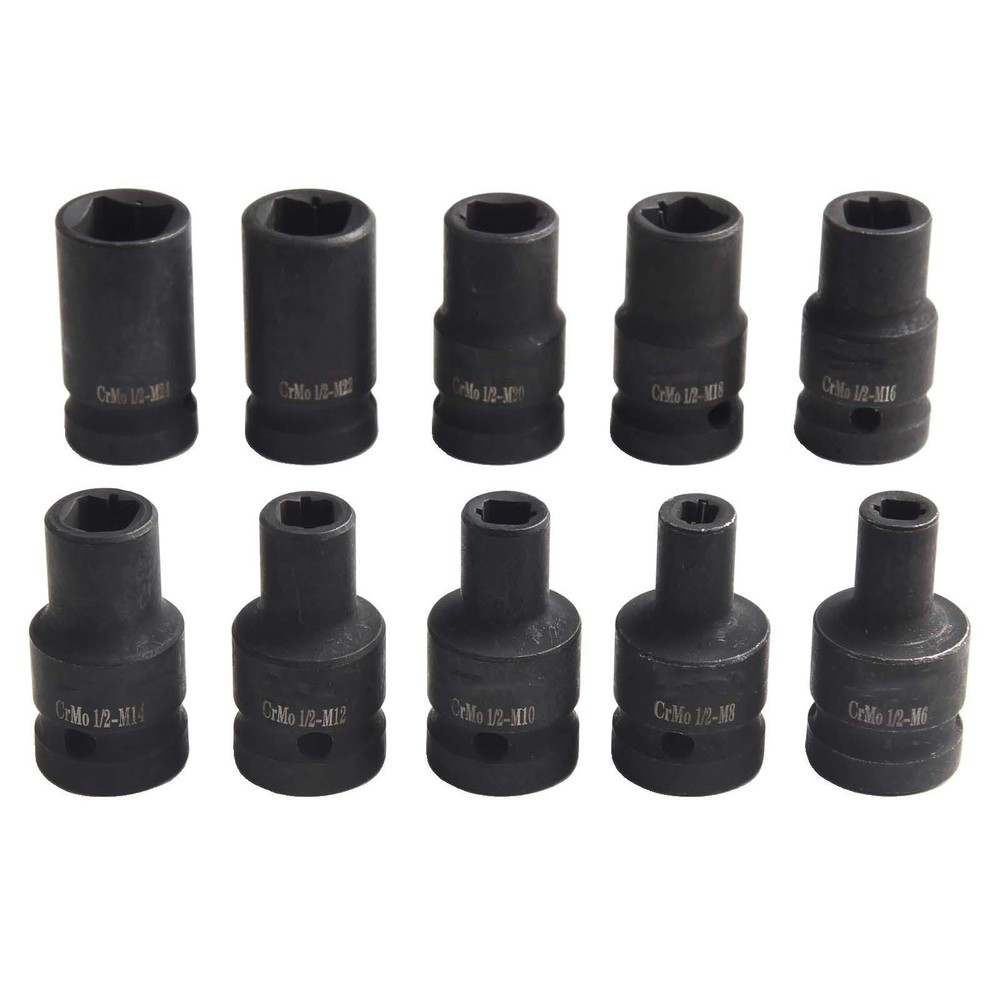 10PCS Square Tap Socket Set For Electric Driver Wrench M6M24 Rust-Proof