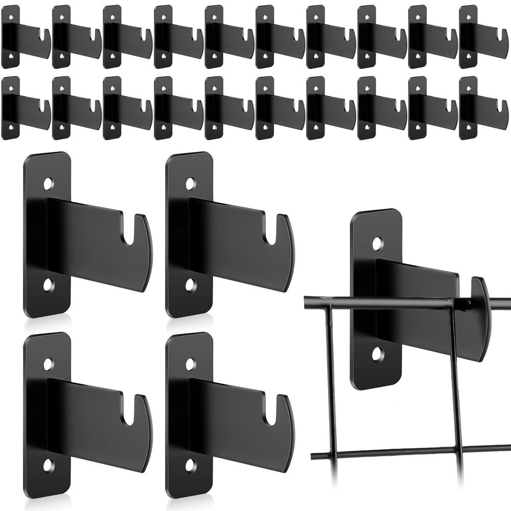 24 PCS Gridwall Mount Brackets Metal Grid Wall Panel Brackets Black Hanger