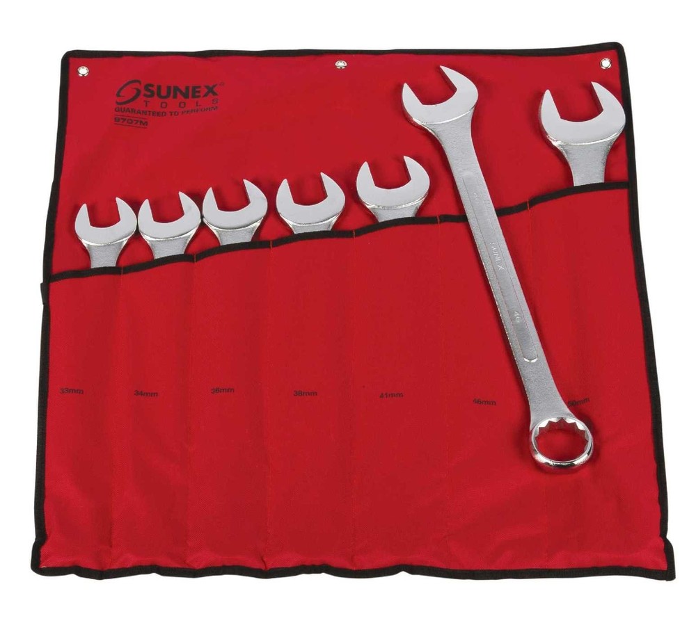 Sunex Tools 9707M Jumbo Metric Combination Wrench Set, 7Piece Includes Roll-Case