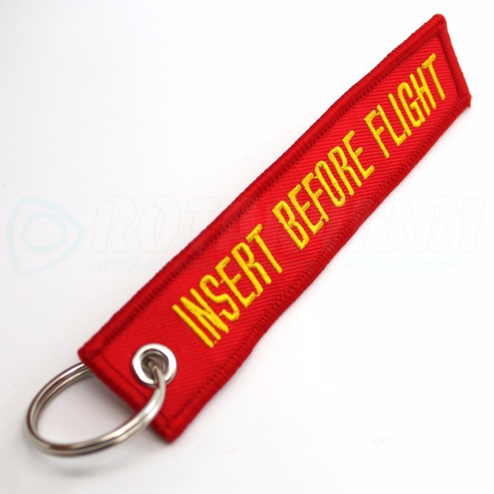 INSERT BEFORE FLIGHT QTY= 1 PC RED/yellow KEYCHAIN RING TAGS CABIN CREW