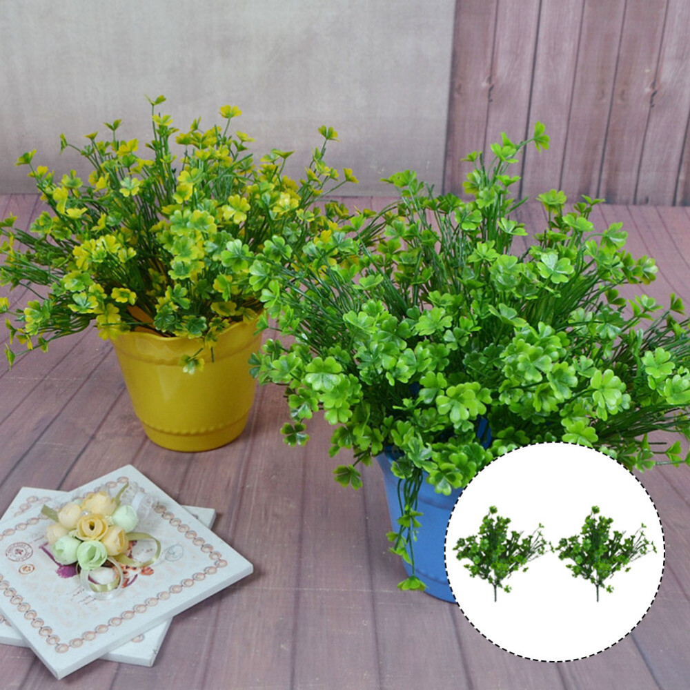 2 Pcs Decorative Flower Four-leaves Simulated Greenery