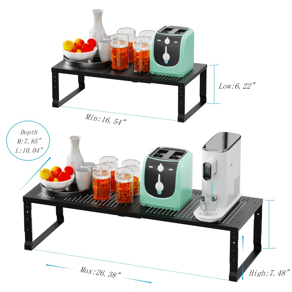 Expandable Spice Rack Kitchen Cabinet Shelf Organizer, Stackable Storage Shel...