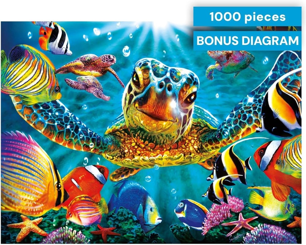 Tiny Bubbles Ocean Scene - 1000 Piece Jigsaw Puzzle with Bonus Reference Poster
