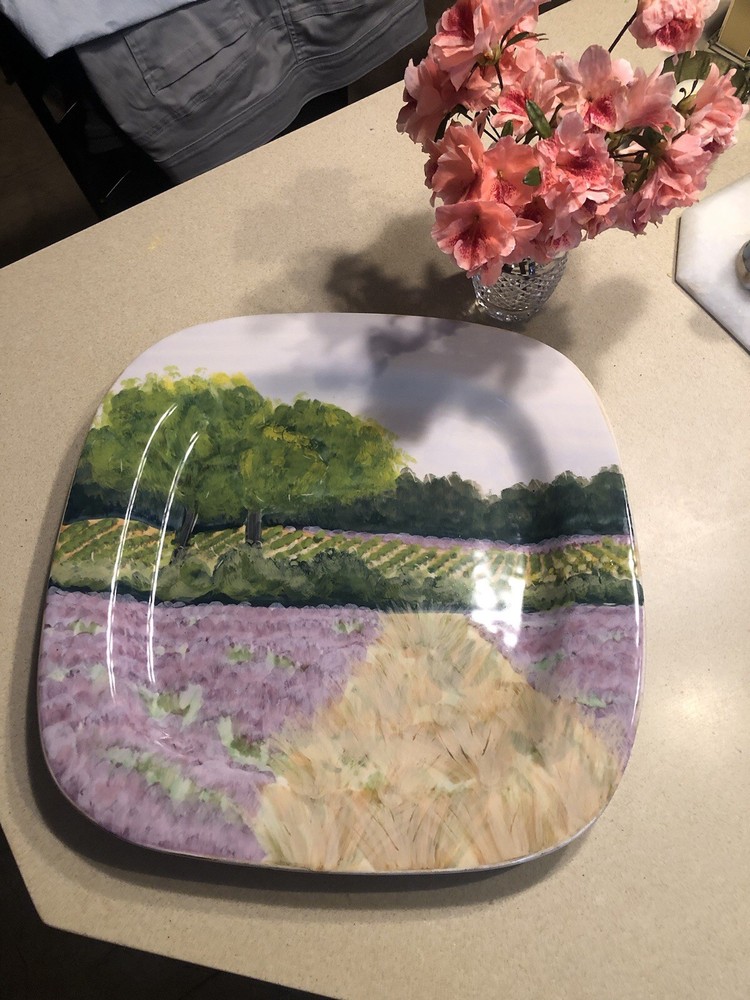 Square Ceramic Vietri Platter, Perfect For Spring!