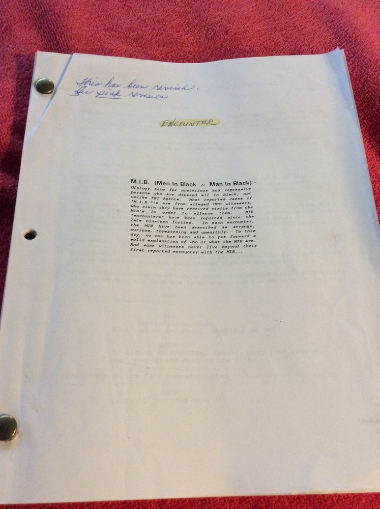 ORIGINAL SCRIPT ENCOUNTER THE SHADOW MEN ERIC ROBERTS DEAN STOCKWELL