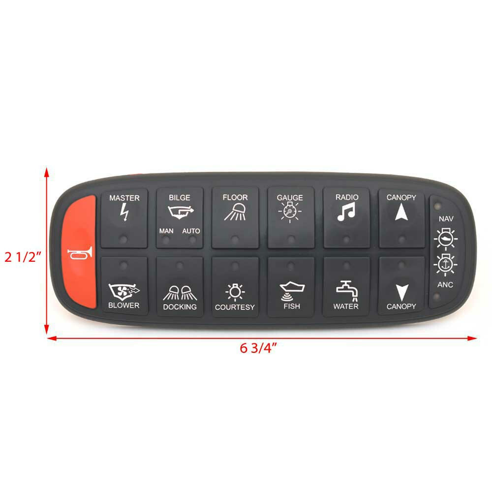 DNA Group Boat Switch Panel 91YY6316-1B | Push Button Black Rubber
