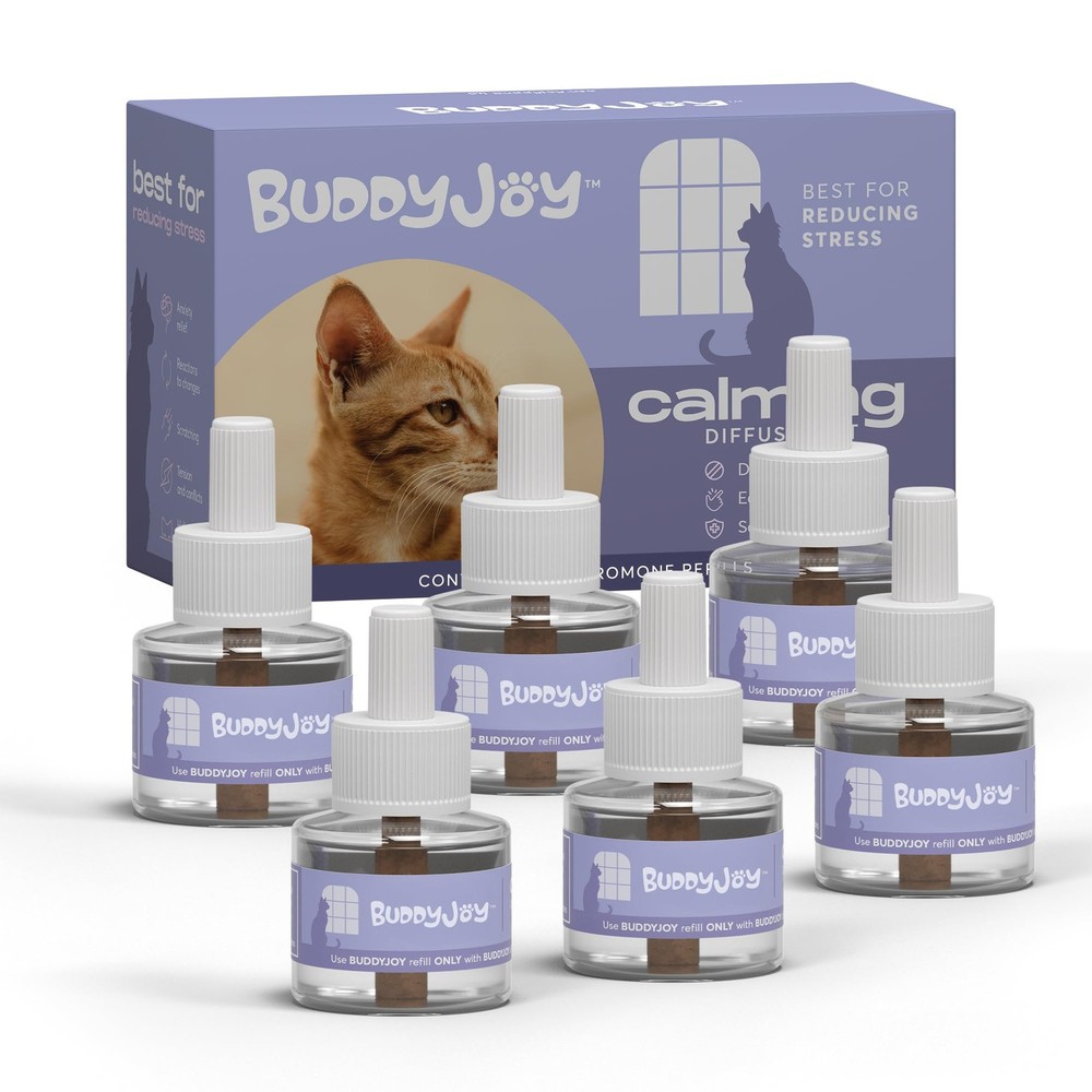 BUDDYJOY Cat Calming Diffuser Refills – Long-Lasting 30-Day Formula with Pher...