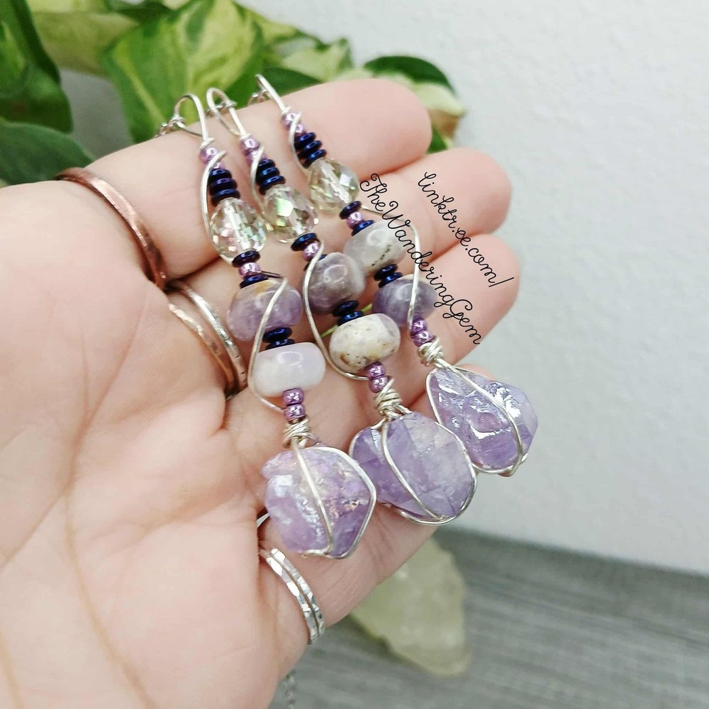 Dowsing Crystal Pendulum, Aura Amethyst Beaded Pendulum, Divination, 9" 1 Piece