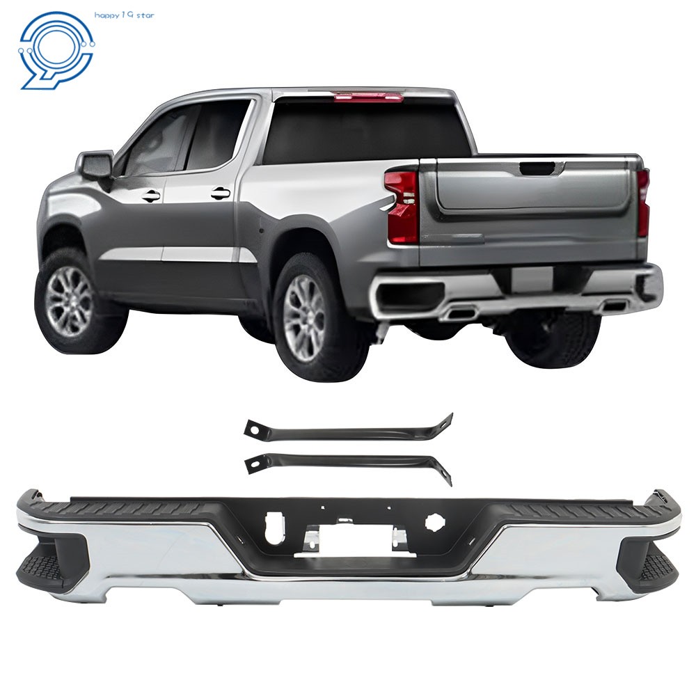 For Chevy Silverado GMC Sierra 1500 2019-2023 Step Rear Bumper Assembly Chrome