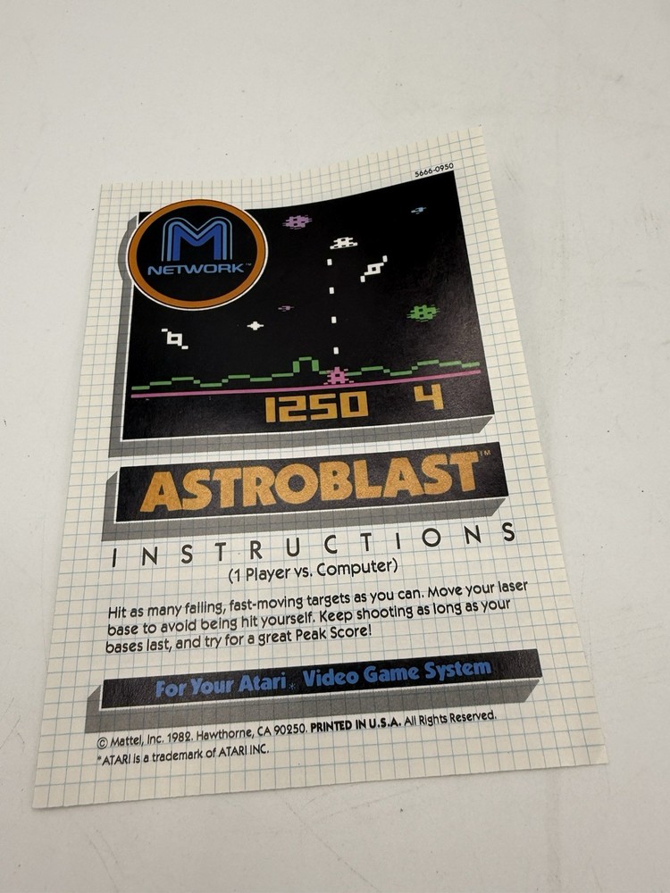 Atari 2600 Instruction Manual Astroblast