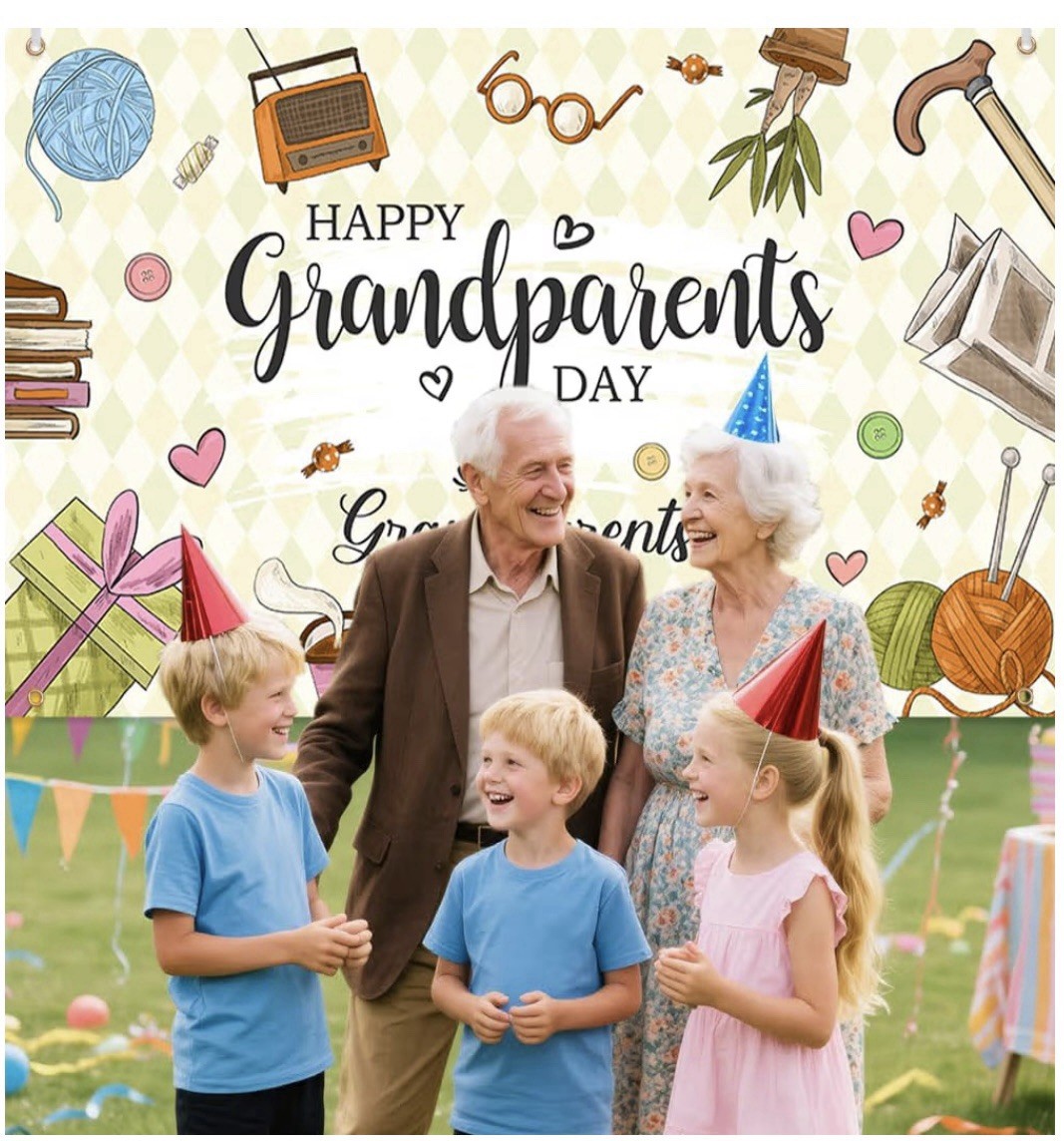 Happy Grandparents Day Banner - Extra Large, Back Ground Retro 5.9 X 3.6 Ft