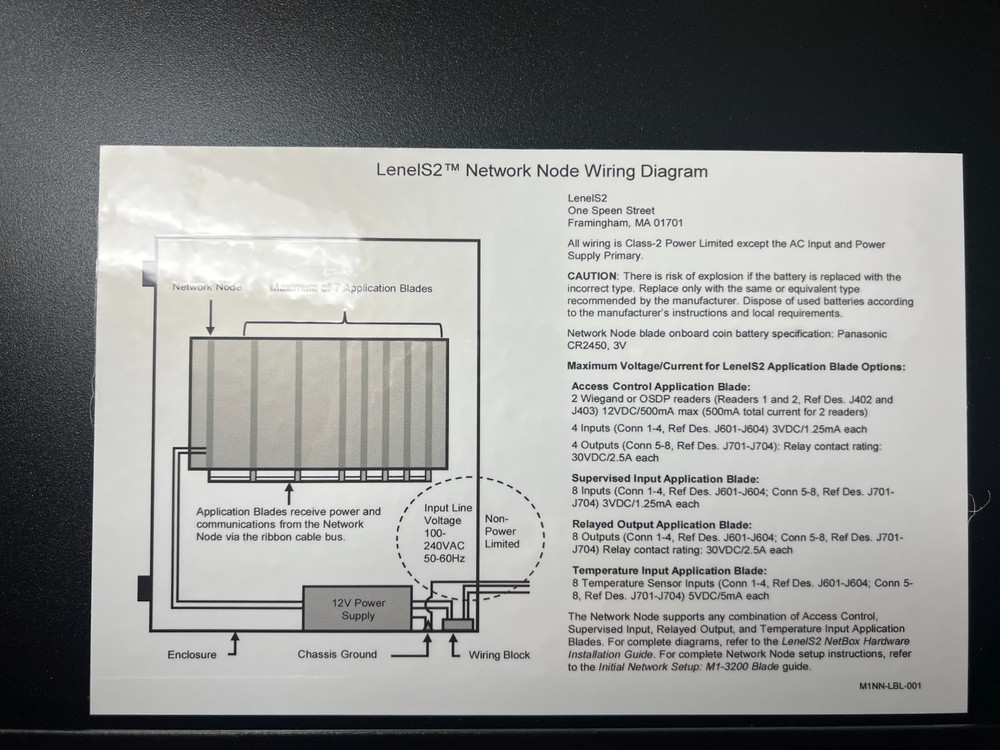 Lenel S2 Access Network Node Wall Mount Model 94592