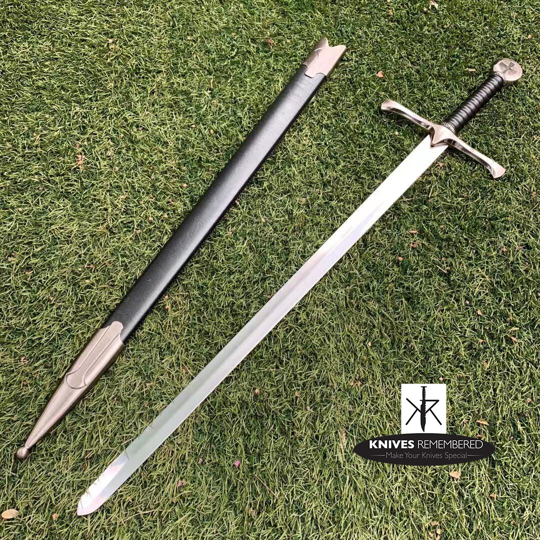 Crusader (Cross) Medieval Knight Arming Sword w/ Scabbard-CUSTOM ENGRAVED