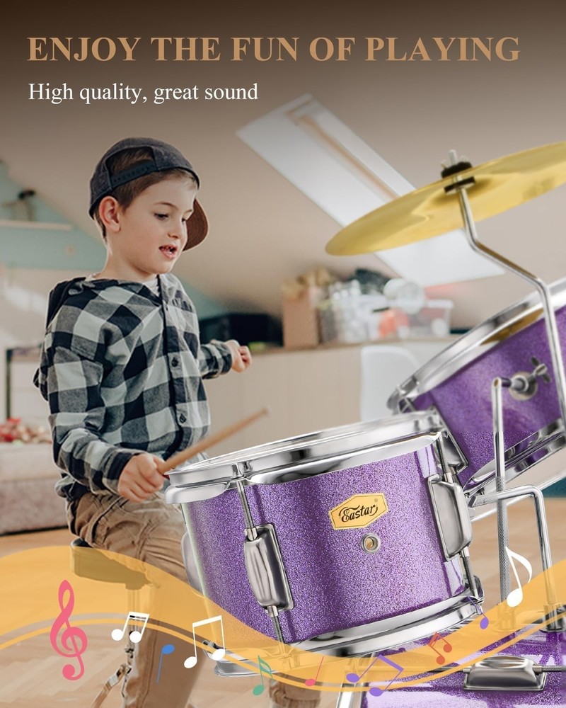 Junior Drum Set 14" Metallic Purple for Beginners