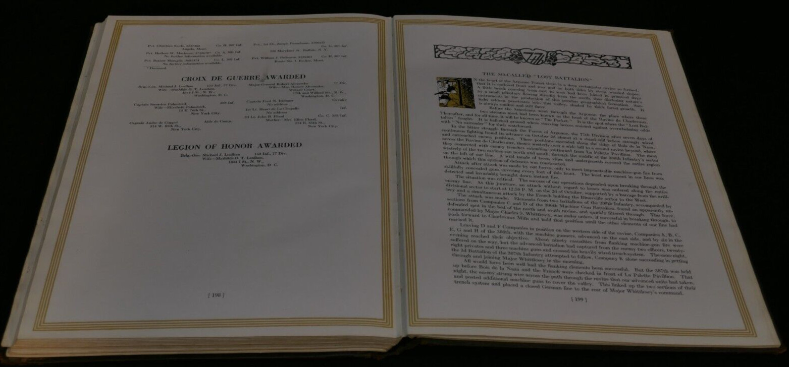 WWI Army Book History of The 77th Division 1919 First Ed Mess Sergeant H.W. DANN