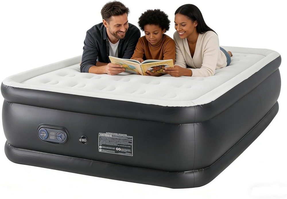 iPower 18" Queen Air Mattress + Built-in Pump, Quick Setup, No Odor