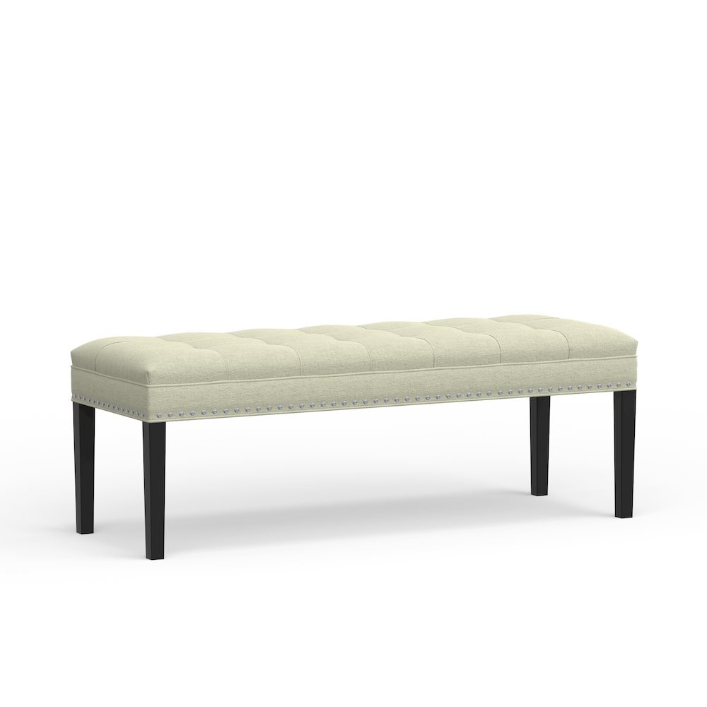 46" Upholstered Bench with Nailhead Trim - Beige