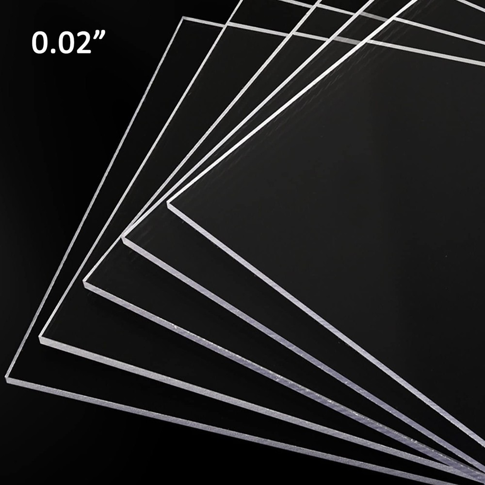 5 Pack 12x12x.02” Clear Plastic Sheet, Plexiglass Craft Plastic Sheets PET