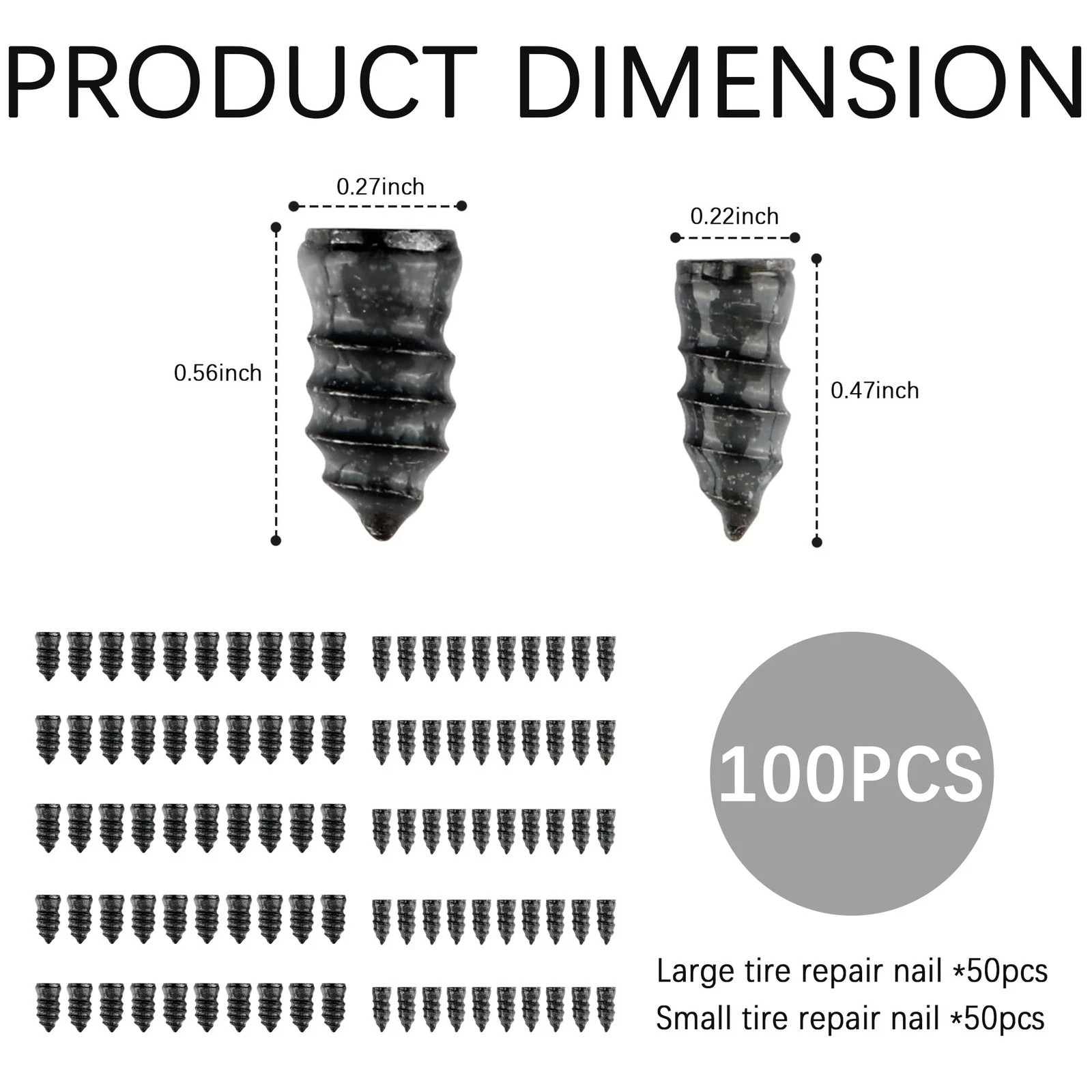 100Pcs Tire Repair Rubber Nails Tyre Puncture Repair Screws Kit with Screwdriver